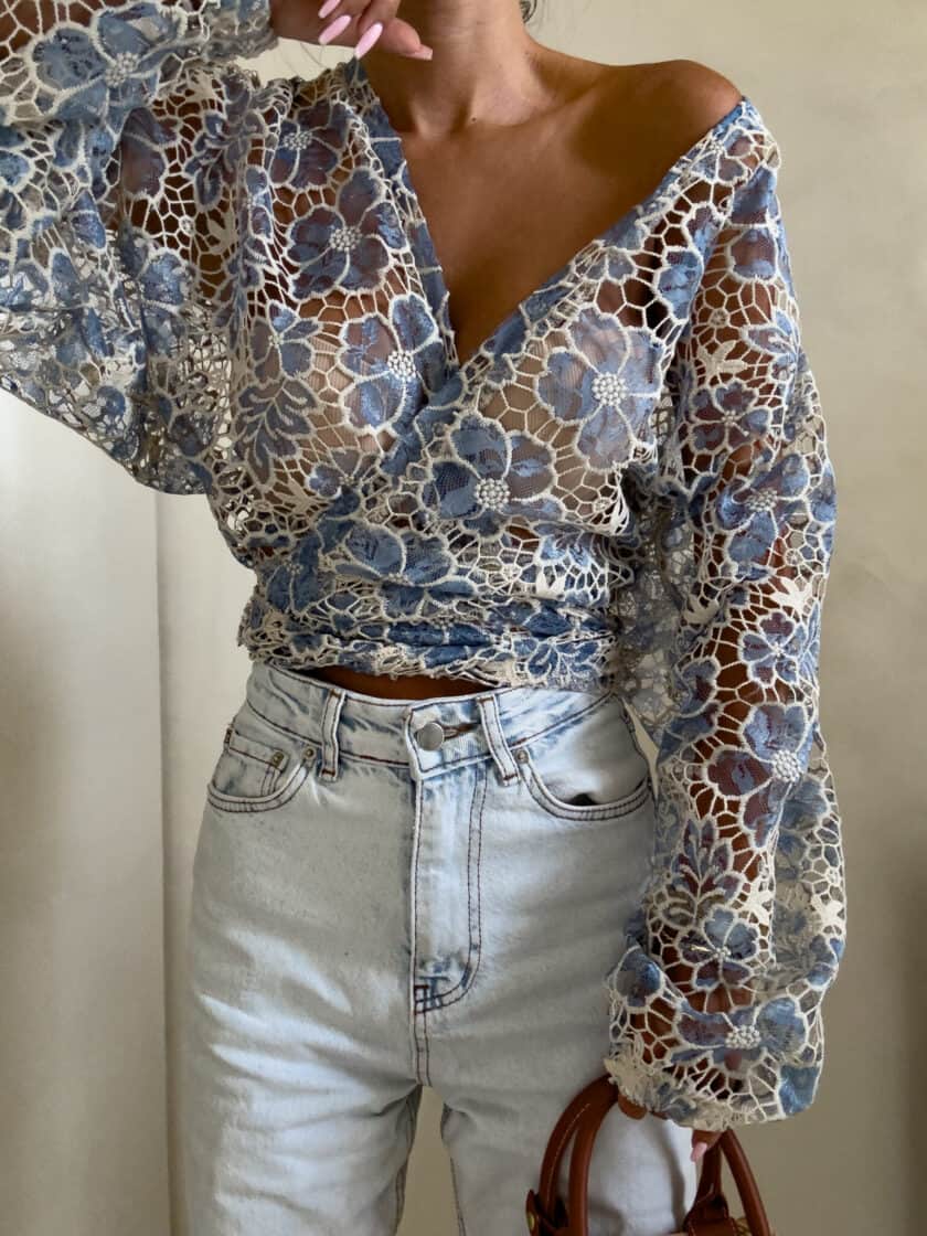 Kimono AŻUROWE  - niebieski - obrazek 9