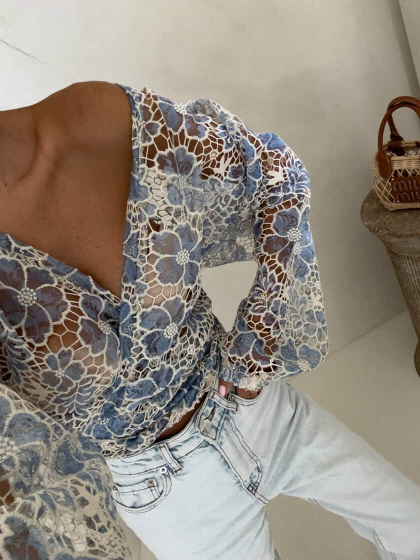 Kimono AŻUROWE  - niebieski - obrazek 6