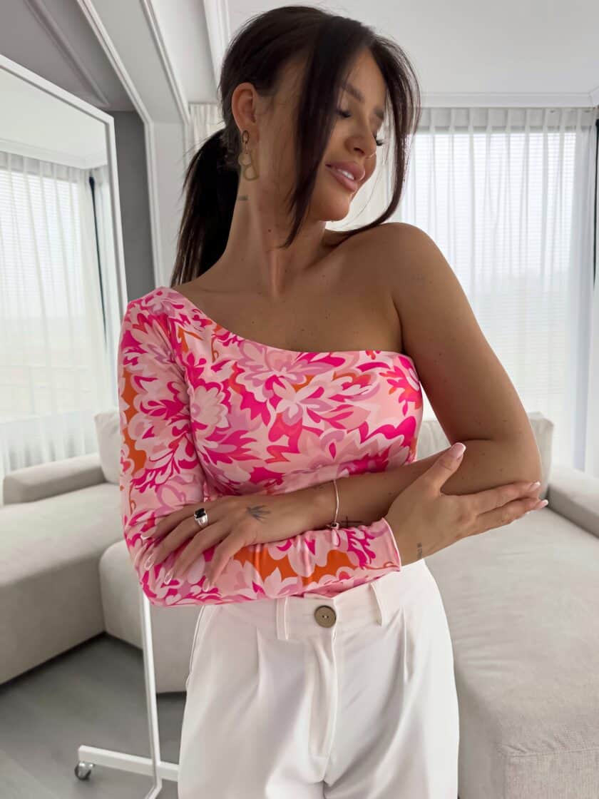 Bluzka CINTIA print - różowa - obrazek 4