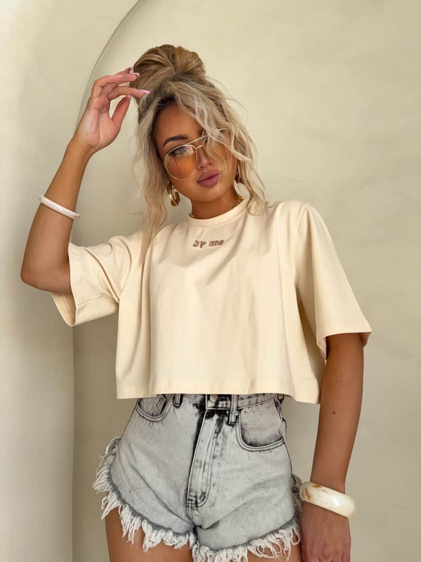 T-shirt pudełkowy ALLO - waniliowy - obrazek 4