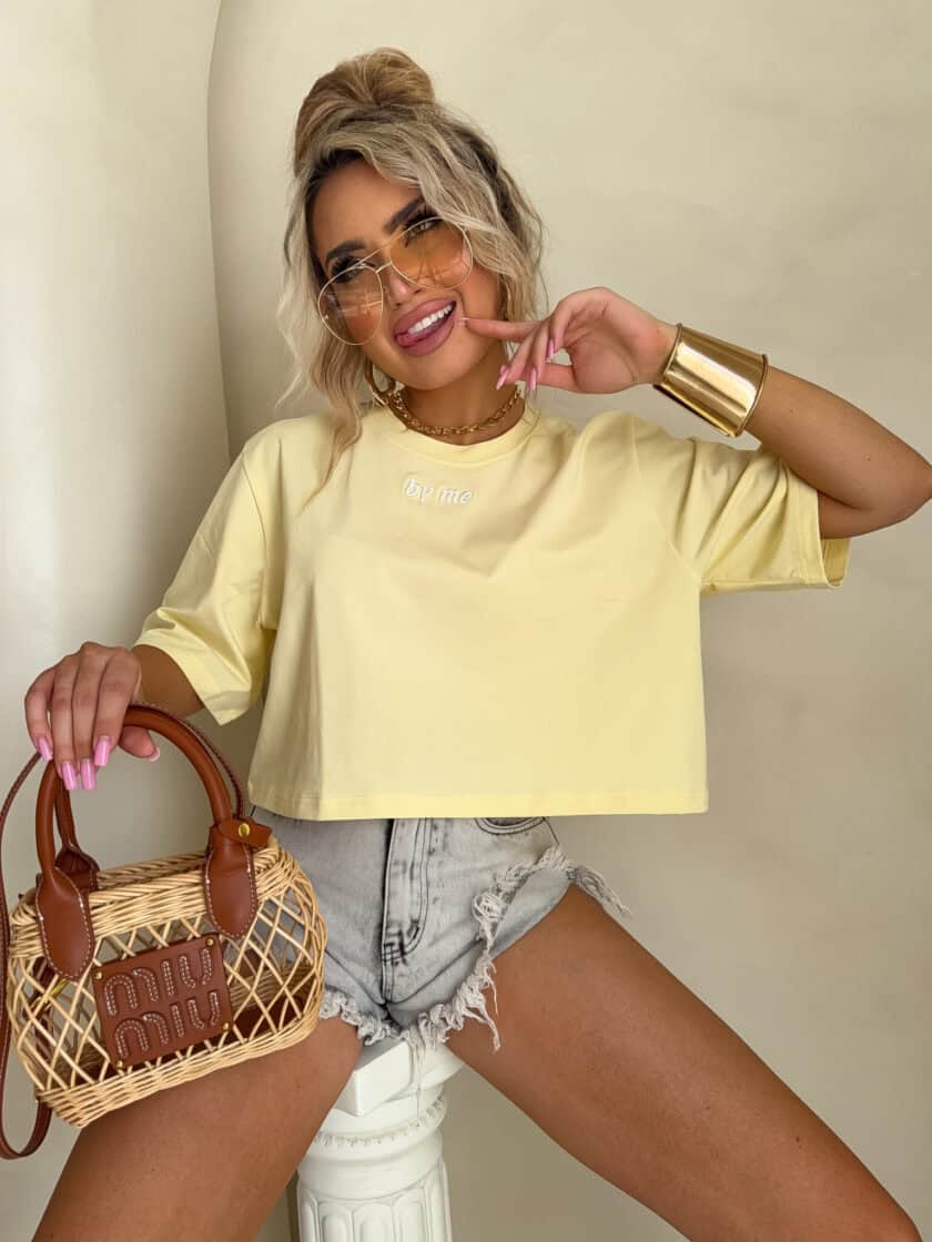 T-shirt pudełkowy ALLO - bananowy