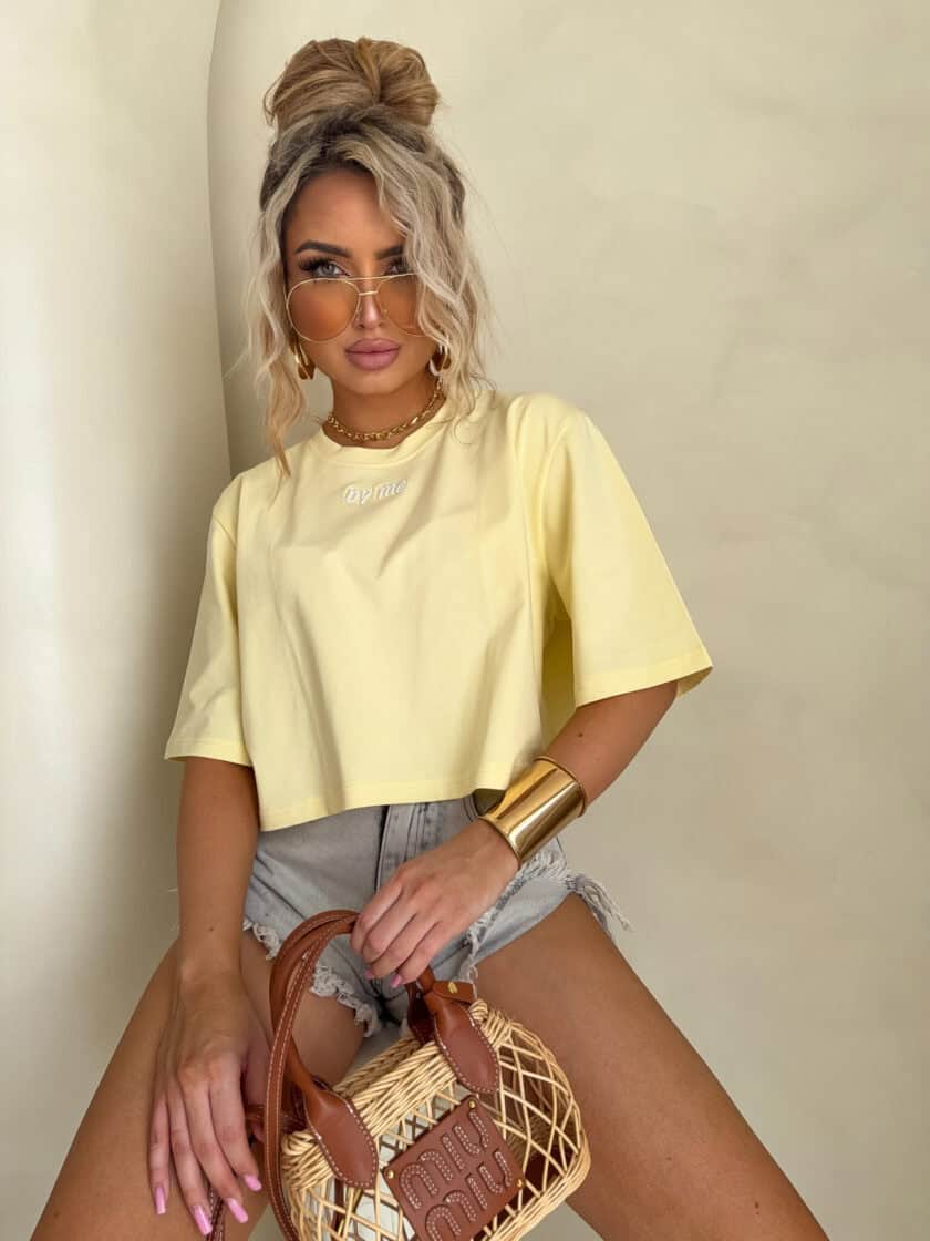 T-shirt pudełkowy ALLO - bananowy - obrazek 2