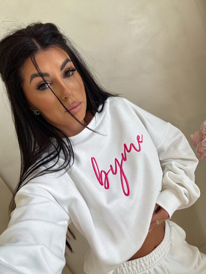 Bluza dresowa LOGO  – ecru-różowy - obrazek 10