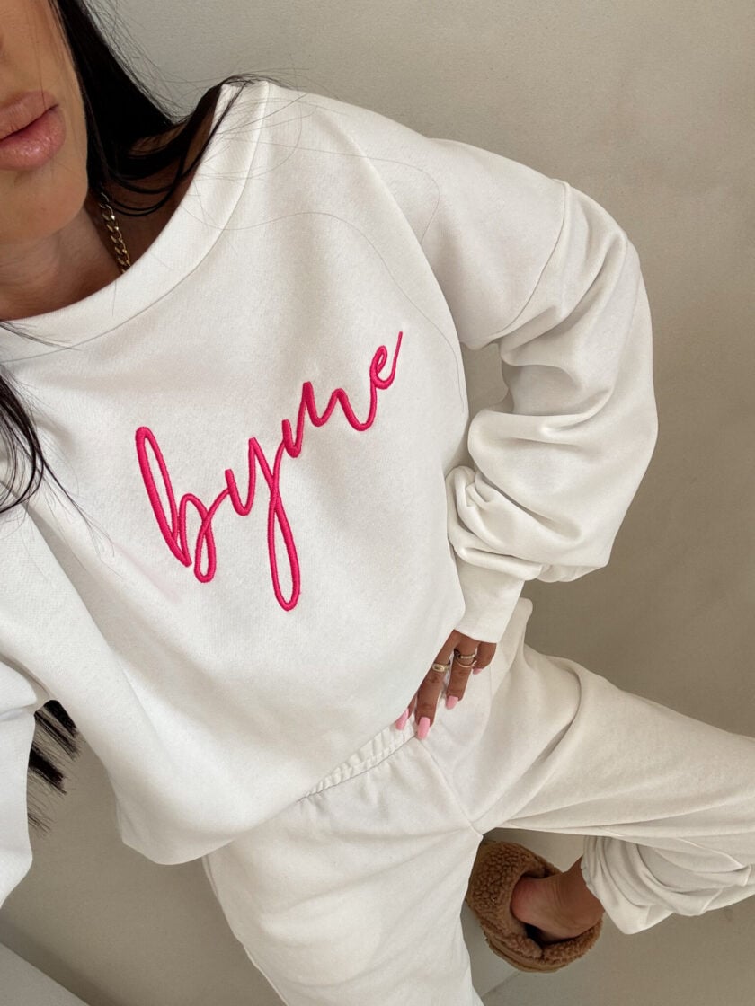 Bluza dresowa LOGO  – ecru-różowy - obrazek 6