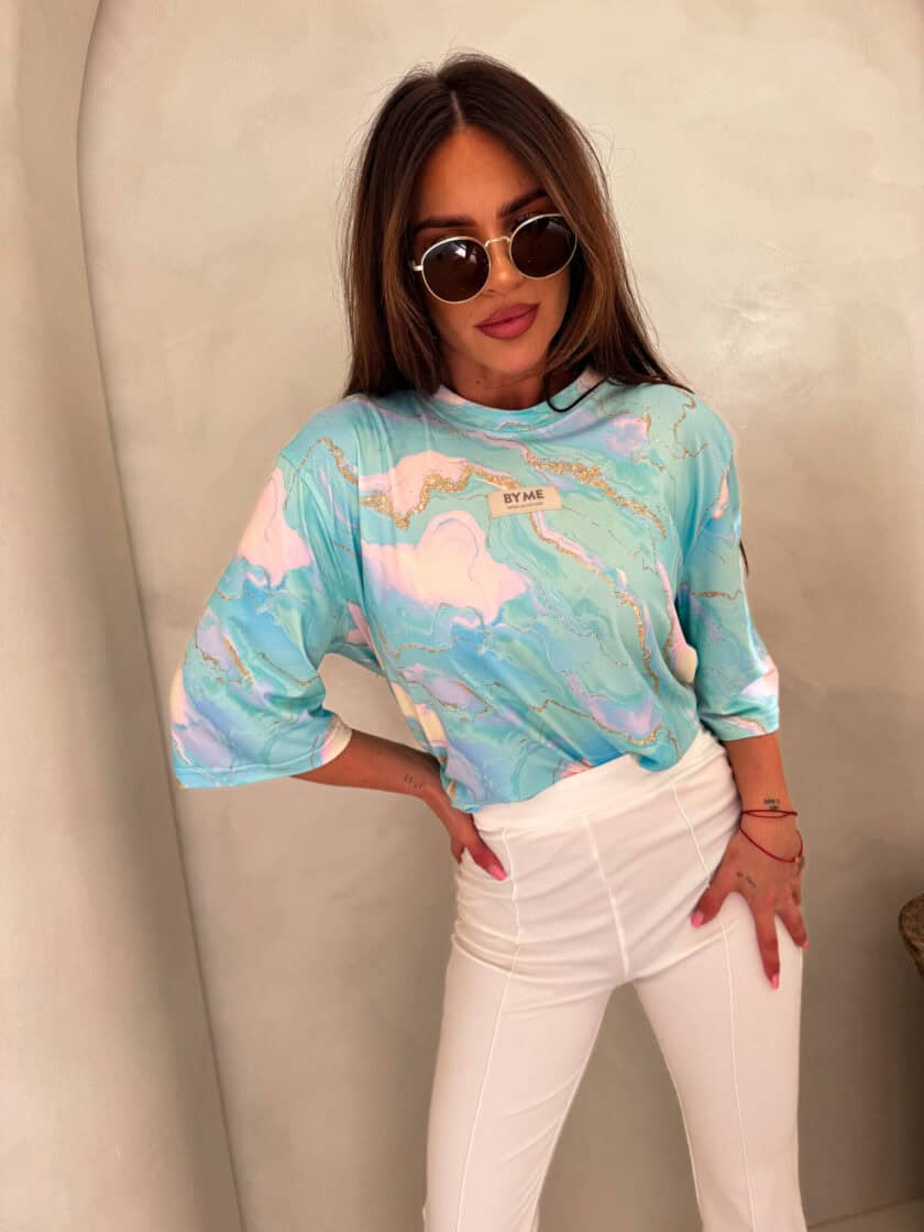 Bluzka MARMARIS print marmurek - lazur - obrazek 5