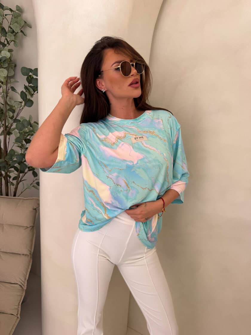 Bluzka MARMARIS print marmurek - lazur - obrazek 6