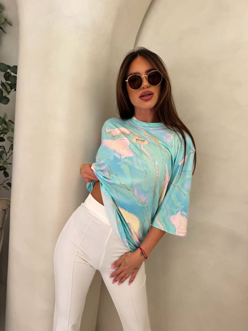 Bluzka MARMARIS print marmurek - lazur - obrazek 8