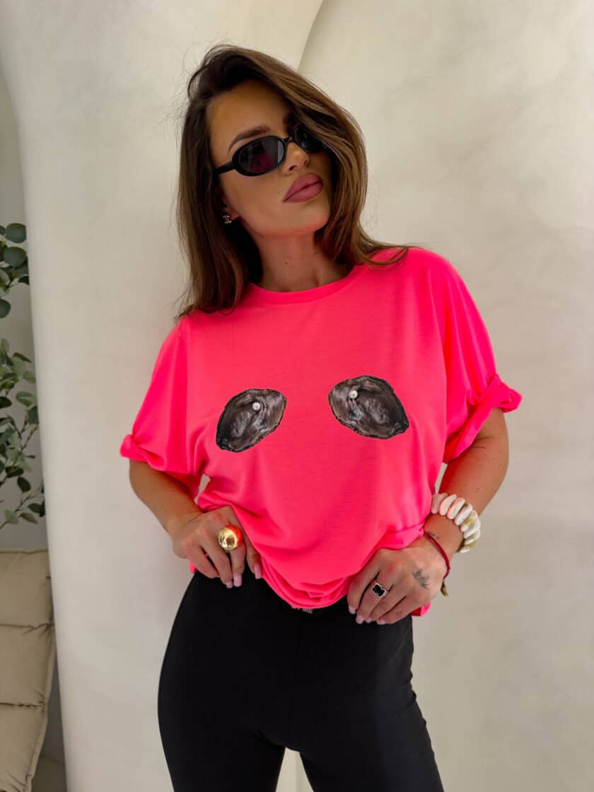 T-shirt MUSSELS - neon róż - obrazek 3