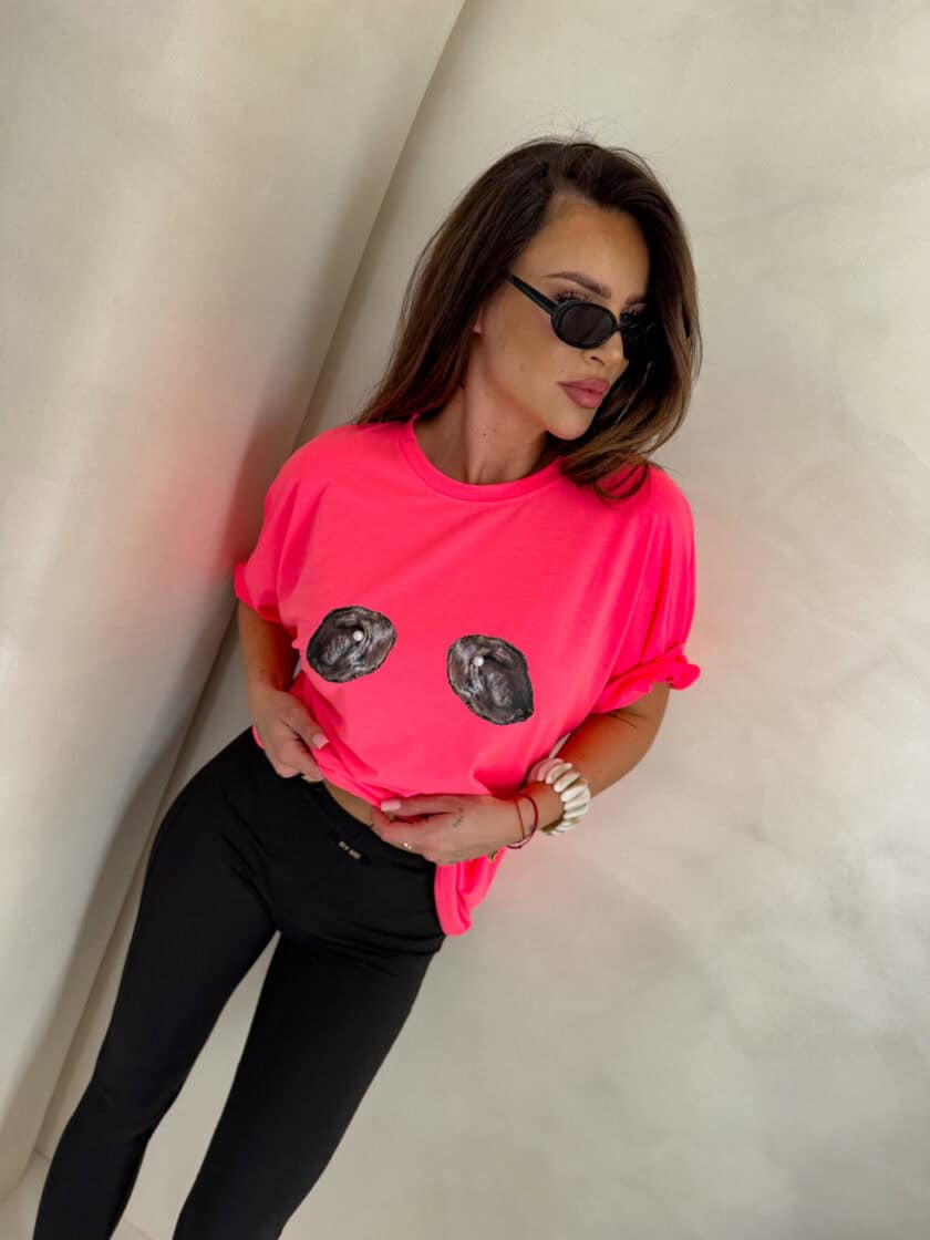 T-shirt MUSSELS - neon róż - obrazek 4