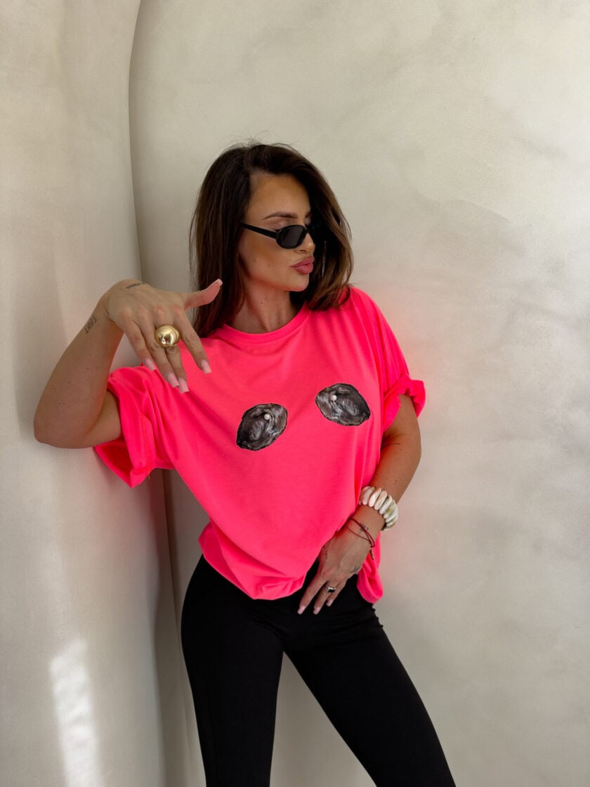 T-shirt MUSSELS - neon róż