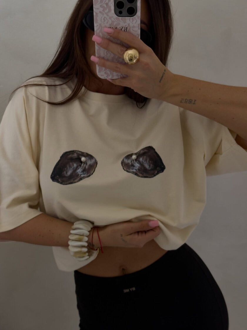 T-shirt MUSSELS - jasny beż - obrazek 6