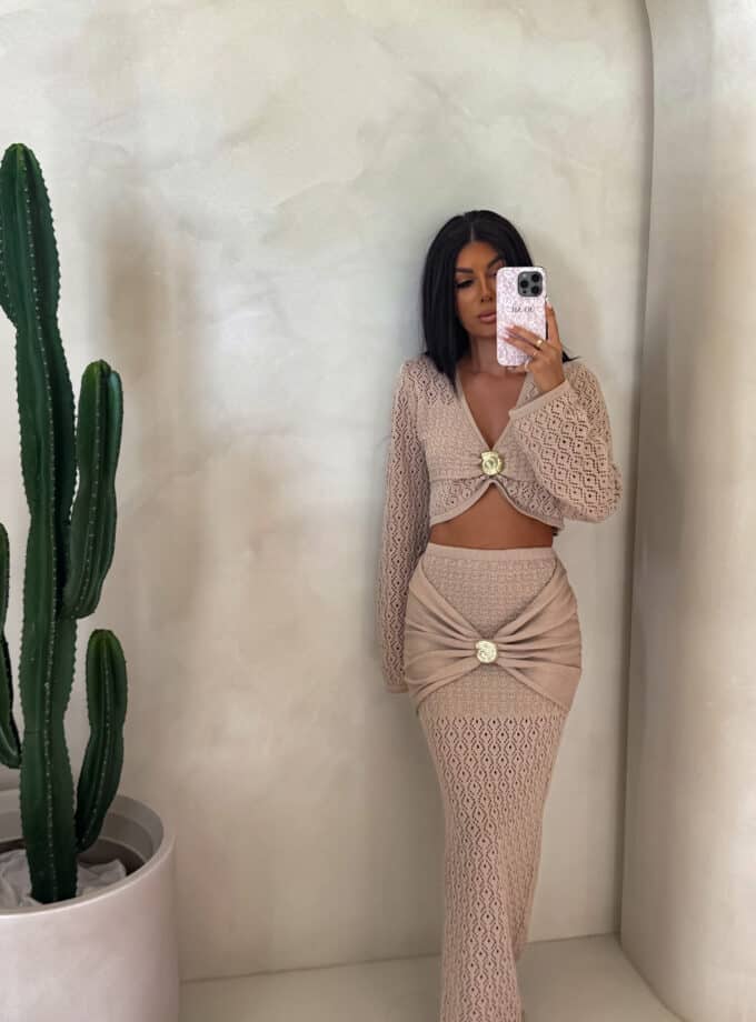 Komplet MUSZLA – ciemny beż