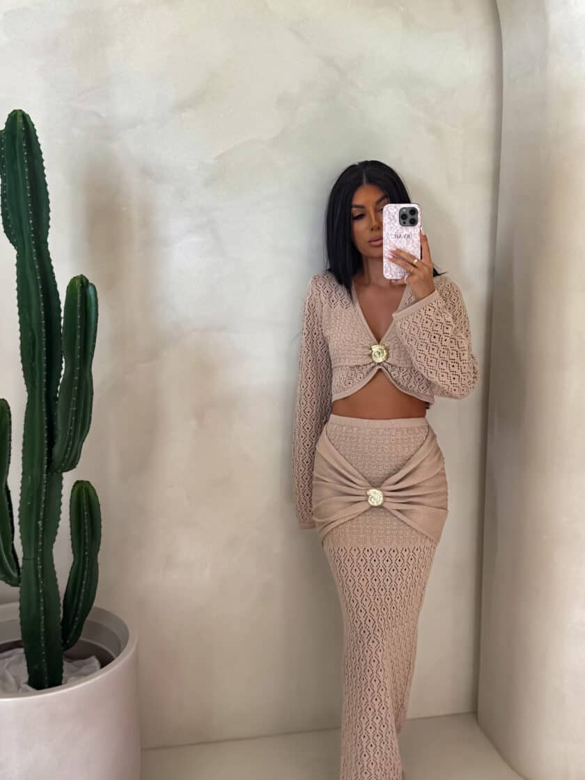 Komplet MUSZLA – ciemny beż