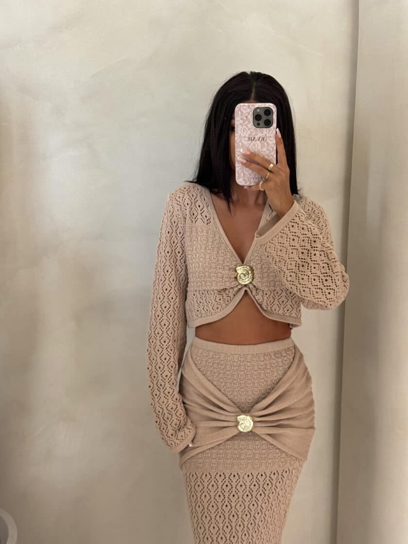 Komplet MUSZLA – ciemny beż - obrazek 3