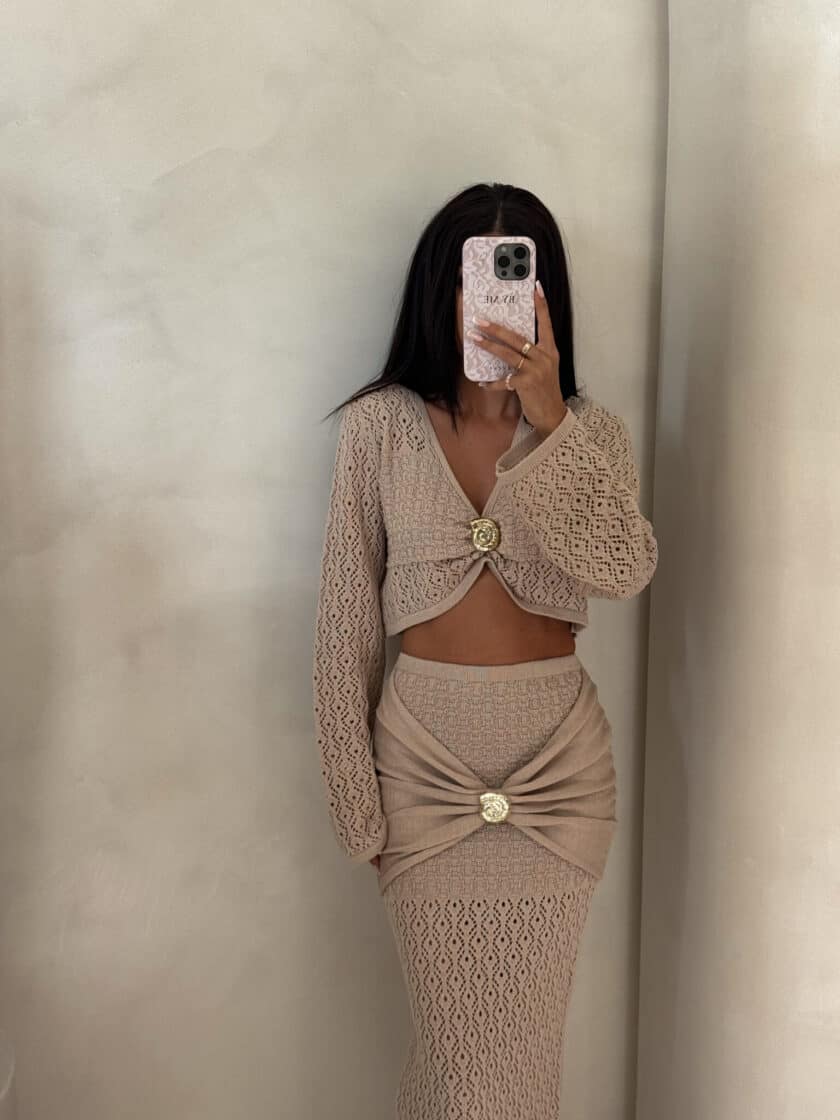 Komplet MUSZLA – ciemny beż - obrazek 4