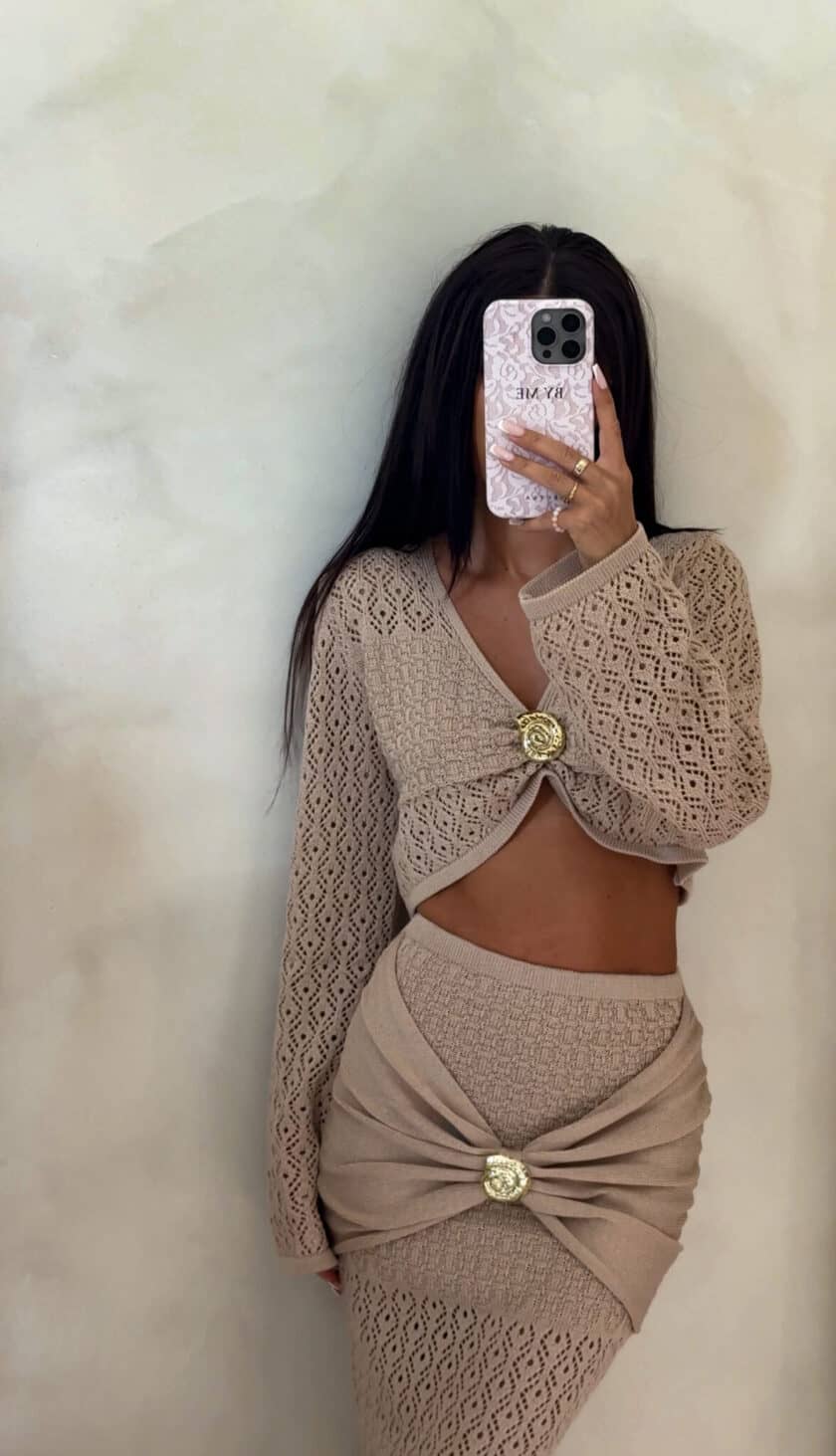 Komplet MUSZLA – ciemny beż - obrazek 2