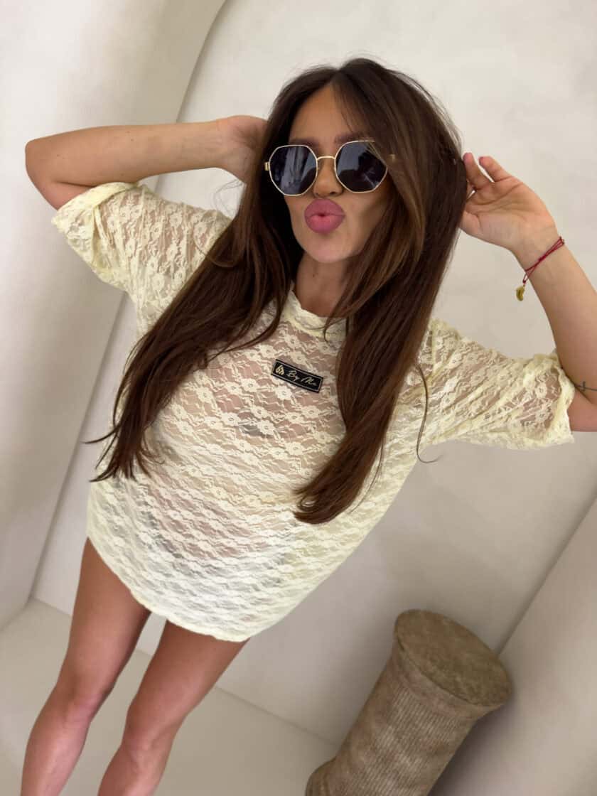 Bluzka MARMARIS koronka print little flowers – bananowa - obrazek 2