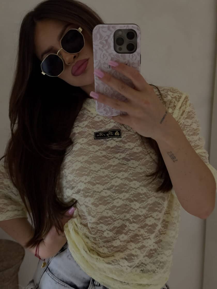 Bluzka MARMARIS koronka print little flowers – bananowa - obrazek 7