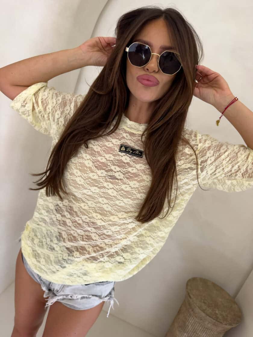 Bluzka MARMARIS koronka print little flowers – bananowa - obrazek 8